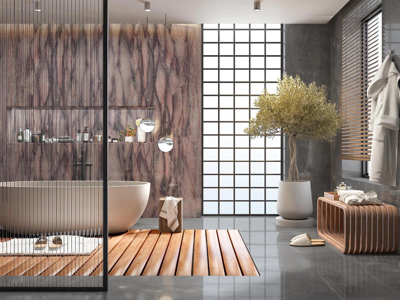 Red Colinas Quartzite bathroom wall