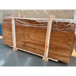 Chinese Red Wood Grain Marble Wall Cladding For Showroom -