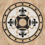 Sand Beige & Nero Marble Floor Medallions | Fleur-de-Lis Waterjet Marble Inlay for Luxury Flooring
