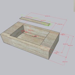 Travertine Rectangular Bathroom Sink