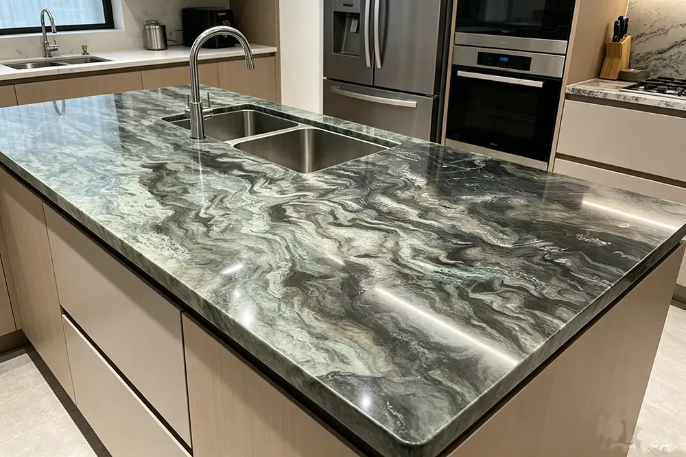 Waimea Quartzite kitchen island
