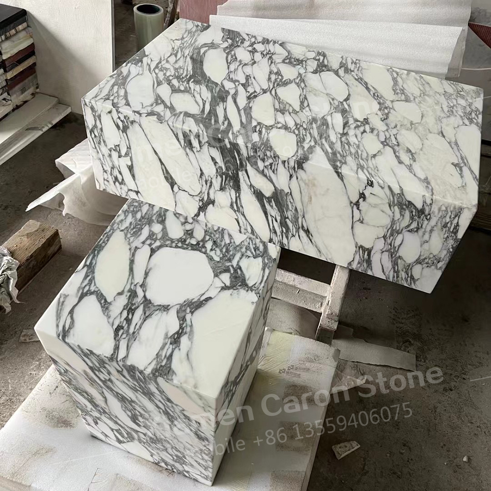 White Cararra marble display plinth for art sculpture