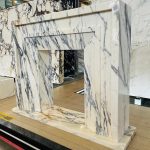 White Veined Marble Fireplace Surround | Modern Minimalist Mantel Design | Caron Stone