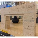 Modern Beige Travertine Fireplace Mantel – Vein Cut Stone | CaronStone