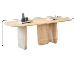 Modern Minimalist Design Oval Shape Beige Travertine Table -