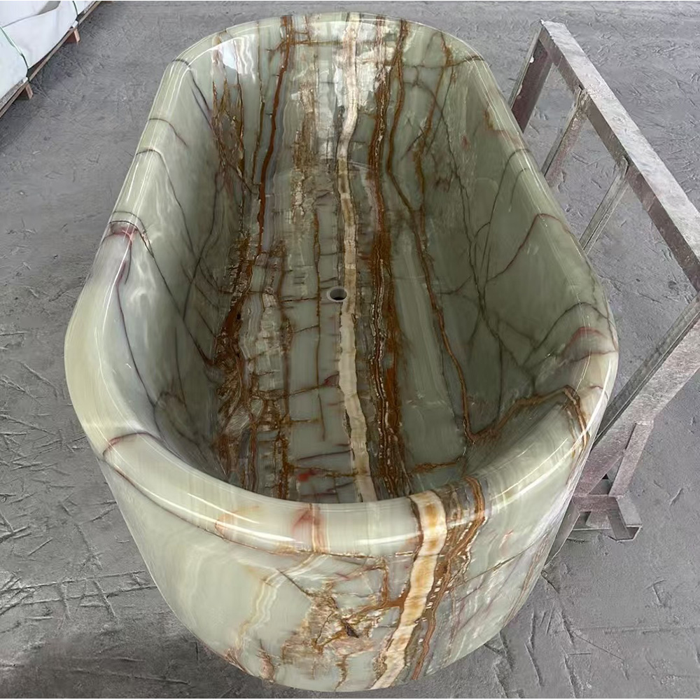 designer freestanding onyx bathtub