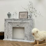 Modern Design Carrara White Marble Fireplace -