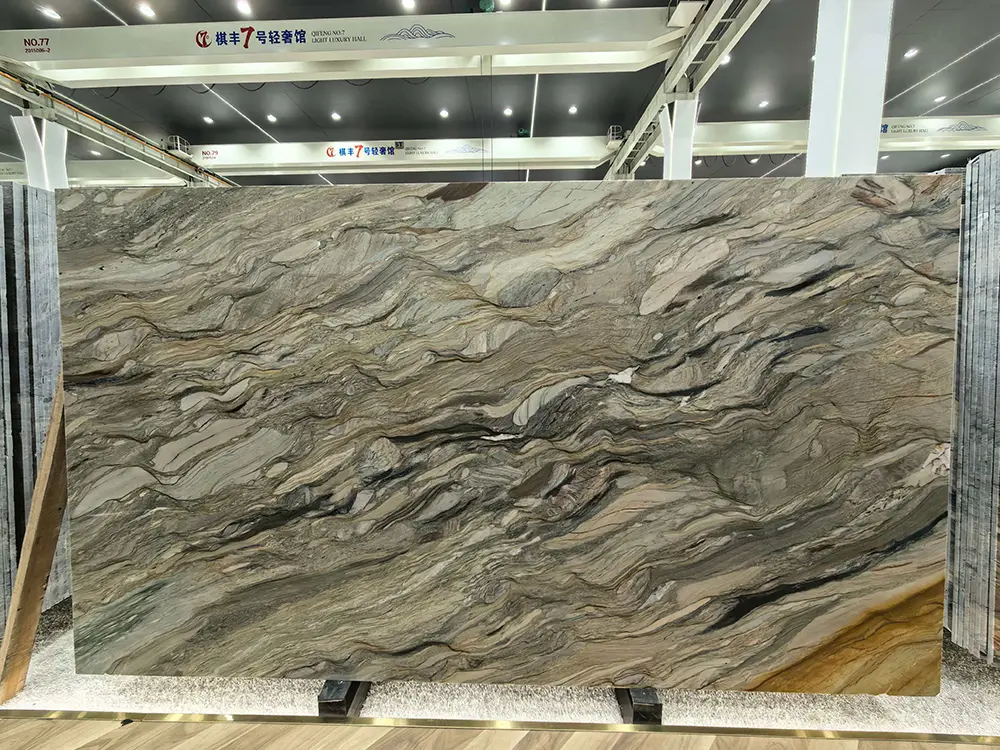 fusion quartzite slab for dining table 311x178cm Fusion Quartzite Slab for Luxury Dining Table 311x178cm by Caron Stone