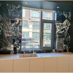 Chinese Grand Antique Marble Black Base With White Veins -
