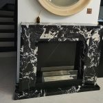 Chinese Grand Antique Marble Black Base With White Veins -