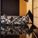 Chinese Grand Antique Marble Black Base With White Veins -