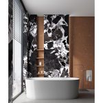 Chinese Grand Antique Marble Black Base With White Veins -
