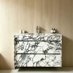Bàn trang điểm bằng đá cẩm thạch Arabescato Corchia sang trọng của Ý kèm tủ | Caron Stone