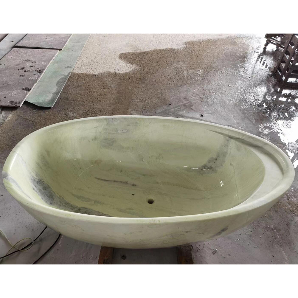 light green marble stone soaking tub