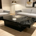 3D Dalga Sıvı Nero Marquina Mermer Koltuk Masası | Özelleştirilmiş Lüks Taş | Caron Stone
