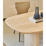 Modern Minimalist Design Oval Shape Beige Travertine Table -
