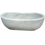 Freestanding Bathtub Crafted From White Marble -